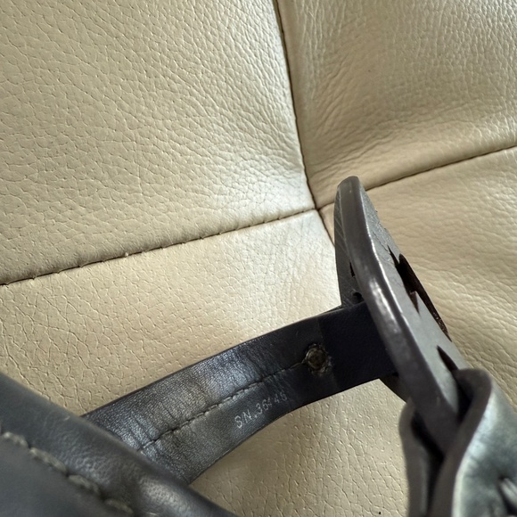 Authentic Tory Burch Miller Sandals Flip Flops Logo Leather Gray W 8.5 - Picture 7 of 8